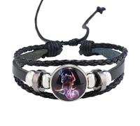 HUIANGLIYG Pulsera De Cuero Ajustable Multicapa Con Los Signos Del Zodíaco Para Las 12 Constelaciones, Hecha A Mano, Brilla En La Oscuridad, Para Amantes De La Constelación Escorpio, 21 Cm