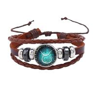 HUIANGLIYG Pulsera De Cuero Con 12 Constelaciones Para Hombres Y Mujeres, Ajustable, Multicapa, Trenzada, Vintage, Con El Signo Del Horóscopo Y La Astrología, Tauro.