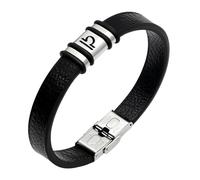 HUIANGLIYG Pulsera de Cuero con constelación del Zodiaco para Hombre y Mujer, Clásica, Grabada, Hecha A Mano, con Placa de Identificación Retro, Regalo de Cumpleaños, Libra, 23,5 Cm
