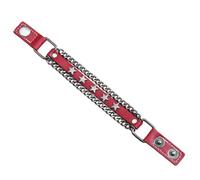 HUIANGLIYG Pulsera De Cuero Con Forma De Estrella De Aleación De Hip Hop, Ajustable, Estilo Gótico Punk, Con Cadena Cubana Para Hombres Y Mujeres, Accesorio De Joyería Moderno Y2K, Color Rojo, 19 Cm