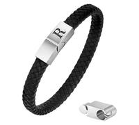 HUIANGLIYG Pulsera De Cuero Con Inicial Para Hombre Y Mujer. Pulsera De Cuero Negra Con Alfabeto Y Cierre Magnético. Regalo Ideal Para Papá, Esposo, Hermano, Novio O Hijo. 21 Cm De Circunferencia.