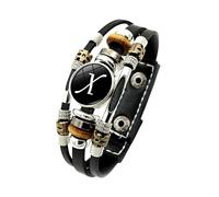 HUIANGLIYG Pulsera de Cuero con Letra Inicial para Hombre, Ajustable, Multicapa, Trenzada, Hecha A Mano, Pulsera con Alfabeto Apilable, Brazalete Estilo Punk Vintage para Él O Ella, Accesorio con L