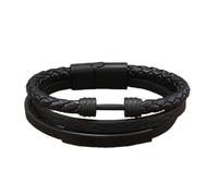 HUIANGLIYG Pulsera de Cuero con Mancuerna para Hombre, Pulsera Trenzada A Mano de Varias Capas con Cierre Magnético, Pulsera Vintage con Brazalete con Barra Regalo para Chicos Accesorios de Joyerí
