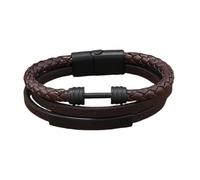 HUIANGLIYG Pulsera de Cuero con Mancuerna para Hombre, Pulsera Trenzada A Mano Multicapa con Cierre Magnético, Pulsera Vintage con Manguito con Barra Regalo para Chicos Accesorios de Joyería Cuero
