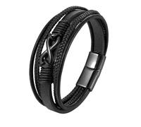 HUIANGLIYG Pulsera de Cuero Infinito para Hombre, Pulsera de Cuero Trenzado Multicapa con Cierre Magnético, Brazalete con Símbolo de Amor Infinito, Brazalete Personalizada para Hombres, Regalos pa