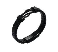 HUIANGLIYG Pulsera de Cuero Infinity Knot para Hombre, Pulsera de Cuero Trenzado Negro con Brazalete, Pulsera con Cierre Magnético Elegante, Joyería Personalizada para Hombre Regalo de Cumpleaños