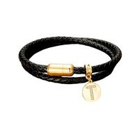 HUIANGLIYG Pulsera de Cuero Inicial con Brazalete Trenzada de Doble Capa con Cierre Magnético Pulsera Cúbica de Circonia de 26 Letras Alfabeto A A Z Joyería Personalizada Estilosa para Hombres Le