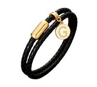HUIANGLIYG Pulsera de Cuero Inicial con envolvente Pulsera Trenzada Negra de Doble Capa con Cierre Magnético Pulsera Cúbica de Zirconia de 26 Letras Alfabeto A A Z Joyería Personalizada y Estilos