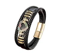HUIANGLIYG Pulsera de Cuero Multicapa para Hombres, Mujer, Pulsera de Cuero Trenzado Negro con Acento en Corazones Brillantes, Joyería Retro y Moderna para Fiesta Informal, Zircon de Colores Dora