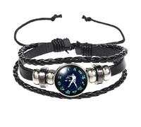 HUIANGLIYG Pulsera De Cuero Negro Fluorescente Con Los 12 Signos Del Zodiaco De La Constelación, Ajustable, Multicapa, Para Mujeres Y Hombres, Regalo De Joyería, Libra, 21 Cm