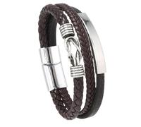 HUIANGLIYG Pulsera de Cuero Nudo Infinito Hecha A Mano de Varios Capas con Cierre Magnético de Joyería Punk Gótica para Novio Hermano y Papá Marrón Oscuro 22Cm