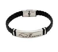 HUIANGLIYG Pulsera de Cuero para Hombre con 12 constelaciones, Color Negro, Hecha A Mano, con Cierre. Joyería Astrológica Vintage con Signos del Zodiaco. Regalo Ideal para Papá, Esposo O Novio. T