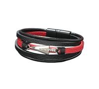 HUIANGLIYG Pulsera de Cuero Punk Arrow para Hombre, Pulsera Trenzada Multicapa con Cierre Magnético, Brazalete Vintage Viking Cuff, Joyería Elegante Regalo para Fans de La Música, Negro y Rojo 22Cm