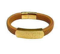 HUIANGLIYG Pulsera de Cuero Trenzada Hecha A Mano para Hombre, con Cierre Magnético, Grabado del Dios de La Riqueza de Cinco Vías, Regalo Personalizado para Marido, Novio, Padre O Amigo, Color Ama