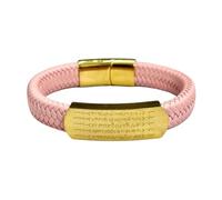 HUIANGLIYG Pulsera de Cuero Trenzada Hecha A Mano para Hombre, con Cierre Magnético, Grabado del Dios de La Riqueza de Cinco Vías, Regalo Personalizado para Marido, Novio, Padre O Amigo, Color Ros