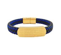 HUIANGLIYG Pulsera de Cuero Trenzada Hecha A Mano para Hombre con Cierre Magnético, Grabado del Dios de La Riqueza de Cinco Vías, Regalo Personalizado para Esposo, Novio, Padre O Amigo, Azul Negro