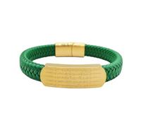 HUIANGLIYG Pulsera de Cuero Trenzada Hecha A Mano para Hombre, con Cierre Magnético, Grabado del Dios de La Riqueza de Cinco Vías, Regalo Personalizado para Marido, Novio, Padre O Amigo, Color Ver