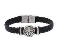 HUIANGLIYG Pulsera de Cuero Trenzado con Diseño de Árbol de La Vida para Hombre, Hecha A Mano, con Cierre, Estilo Vikingo Vintage, Ideal Como Regalo de Cumpleaños O para El Día del Padre, Color