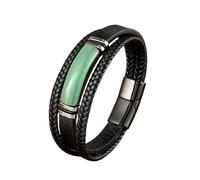 HUIANGLIYG Pulsera de Cuero Trenzado de Varias Capas para Hombre Pulsera de Piedra Natural con Broche Magnético Pulsera Vintage Hecha A Mano con Estilo Regalo para El Día del Padre Aventurina Verd