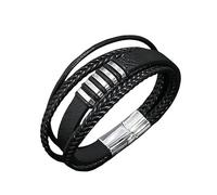 HUIANGLIYG Pulsera de Cuero Trenzado de Varios Capas para Hombres, Pulsera Vintage de Cuero Genuino, Cierre Magnético Ajustable, Brazalete de Moda Accesorio de Moda, Regalo para Novio, Marido y Papá