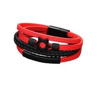 HUIANGLIYG Pulsera de Cuero Trenzado Multicapa para Hombre, Color Negro, con Dije de Hexagrama, Cierre Magnético, Estilo Punk Moderno, Brazalete Tipo Puño, Regalo Ideal para Papá, Hijo O Esposo,