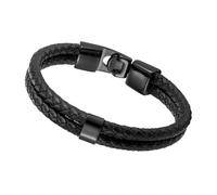 HUIANGLIYG Pulsera de Cuero Trenzado Negro para Hombre Pulsera de Cuero Genuino Tejida de Doble Hebra Brazalete de Motociclista Punk de Moda con Accesorios Regalo Personalizado para Hombres Negro 1