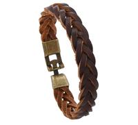 HUIANGLIYG Pulsera de Cuero Trenzado para Hombre, Estilo Casual, Hecha A Mano, de Cuero Genuino Tejido con Cierre de Palanca, Pulsera Vintage de Piel de Vaca Trenzada, Regalo para Esposo, Papá, Hij