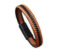 HUIANGLIYG Pulsera de Cuero Trenzado para Hombre, Hecha A Mano, con Cierre Magnético. Un Regalo Ideal para Papá de Parte de Su Hijo O Hija. Joyería Elegante E Informal para Hombre, Perfecta para