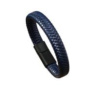 HUIANGLIYG Pulsera de Cuero Trenzado para Hombre, Hecha A Mano, con Cierre Magnético. Un Regalo Ideal para Papá de Parte de Su Hijo O Hija. Joyería Elegante E Informal para Hombre, Color Azul Mar