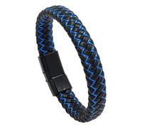 HUIANGLIYG Pulsera De Cuero Trenzado Para Hombre Y Mujer, Clásica, Trenzada A Mano, Con Cierre Magnético, Ideal Como Regalo De Motivación, Color Azul, 22 Cm.