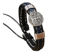HUIANGLIYG Pulsera de Cuero Vintage con Árbol Genealógico para Hombre, Hecha A Mano, Trenzada, Ajustable, Estilo Retro, Brazalete, Regalo Único y Original para Papá, Esposo O Hijo, Color Azul, 1