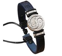 HUIANGLIYG Pulsera de Cuero Vintage con Diseño de Dragón yin yang para Hombre, Ajustable, con Cordón Trenzado, Estilo Punk, Símbolo Tai Chi. Regalo Único y Original para Papá, Esposo O Novio.
