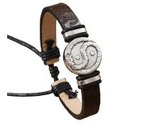 HUIANGLIYG Pulsera de Cuero Vintage con Diseño de Dragón yin yang para Hombre, Ajustable, con Cordón Trenzado, Estilo Punk, Símbolo Tai Chi. Regalo Único y Original para Papá, Esposo O Novio.