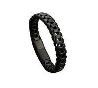 HUIANGLIYG Pulsera de Eslabón para Hombres, Pulseras de Cuero Trenzado Negro, Brazalete Tejida A Mano con Cierre Magnético, Pulsera de Motero Punk Estilosa, Joyería para Él, Negra de 20Cm.