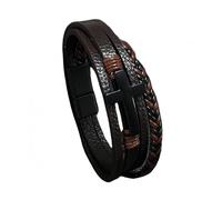 HUIANGLIYG Pulsera de Fe Masculina Pulsera Trenzada de Cuero Multihebra para Hombres Brazalete de Cuero con Cruz Manilla Casual de Uso Diario Manilla de Puño Joyería Religiosa Cristiana Retro Marr