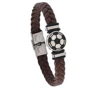 HUIANGLIYG Pulsera de Fútbol para Niños y Hombres, Hecha A Mano, de Cuero Trenzado con Hebilla, Personalizada, Informal, deportiva, Regalo para Hijo, Marrón, 22 Cm