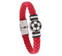 HUIANGLIYG Pulsera de Fútbol para Niños y Hombres, Hecha A Mano, de Cuero Trenzado con Hebilla, Personalizada, Informal, deportiva, Regalo para Hijo, Color Vino Tinto, 22 Cm