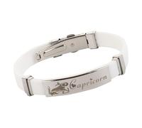 HUIANGLIYG Pulsera De Silicona Con El Signo Zodiacal De Capricornio, Unisex, Minimalista, Hecha A Mano, Para Parejas, Mejores Amigos Y Amigas. Color Blanco. 21 Cm.