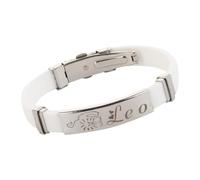 HUIANGLIYG Pulsera De Silicona Con El Signo Zodiacal De La Constelación, Unisex, Minimalista, Hecha A Mano. Como Regalo Para Parejas, Mejores Amigos O Amigas. Diseño Leo, Color Blanco, 21 Cm.