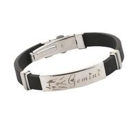 HUIANGLIYG Pulsera De Silicona Con El Signo Zodiacal De La Constelación, Unisex, Minimalista, Hecha A Mano, Para Parejas, Mejores Amigos Y Amigas. Géminis - Negra, 21 Cm