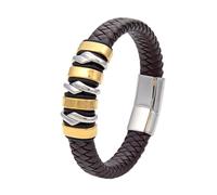 HUIANGLIYG Pulsera Hombre,Pulsera de Piel de Vaca para Hombre, Estilo Simple, Trenzada, con Presillas, Estilo Empresarial de Lujo, Estilo Punk Vintage, Ideal Como Regalo para El Día del Padre, Dora