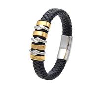 HUIANGLIYG Pulsera Hombre,Pulseras de Cuero para Hombre, Estilo Ejecutivo, de Piel de Vaca Trenzada Simple con Presillas, Brazalete de Lujo, Joyería Vintage Punk, Ideal Como Regalo para El Día del