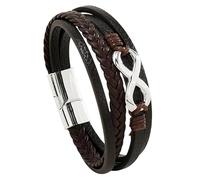 HUIANGLIYG Pulsera Personalizada de Nudo Infinito para Hombre Pulseras de Cuero Trenzado Multicapa con Cierre Magnético Pulsera Casual Vintage Joyería Regalo para Padre, Marido, Hijo y Nieto Marr