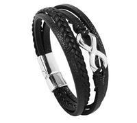 HUIANGLIYG Pulsera Personalizada de Nudo Infinito para Hombre, Pulseras de Cuero Trenzado Multicapa con Cierre Magnético, Pulsera Vintage Casual Joyería Regalo para Papá, Marido, Hijo y Nieto Ne