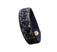 HUIANGLIYG Pulseras de Cuero Bohemias para Mujer, Ajustables, con Piedras Preciosas Naturales Pulidas, Trenzadas y Apilables, Joyería Occidental, Regalo para Tu Mejor Amiga, Ágata Azul de 22 Cm.