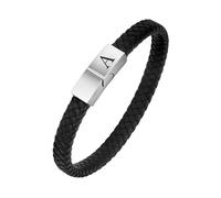 HUIANGLIYG Pulseras de Cuero con Iniciales para Hombre, Ajustables, Hechas A Mano, Tejidas con Cierre Magnético, Apilables, con Letras de La A A La Z Grabadas, Regalo para Esposo, Padre E Hijo (Let