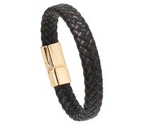 HUIANGLIYG Pulseras de Cuero Genuino para Hombres Pulseras Trenzadas Hechas A Mano Pulsera Trenzada Doble Clásica con Cierre Magnético Brazalete Punk Vintage Joyería Regalos Negro Rojo Hebilla Do