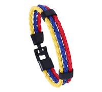 HUIANGLIYG Pulseras De Cuero Sintético Con Bandera Nacional Para Hombres Y Mujeres, Hechas A Mano, De Doble Capa, Con Cierre Negro, Regalo De Joyería Para Papá, Novio, Hijo, Colombia, 21 Cm