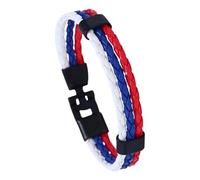 HUIANGLIYG Pulseras De Cuero Sintético Con Bandera Nacional Para Hombres Y Mujeres, Hechas A Mano, De Doble Capa, Con Cierre Negro, Regalo De Joyería Para Papá, Novio, Hijo, Rusia, 21 Cm
