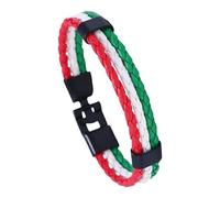 HUIANGLIYG Pulseras De Cuero Sintético Con Bandera Nacional Para Hombres Y Mujeres, Hechas A Mano, De Doble Capa, Con Cierre Negro, Regalo De Joyería Para Papá, Novio, Hijo, Italia, 21 Cm